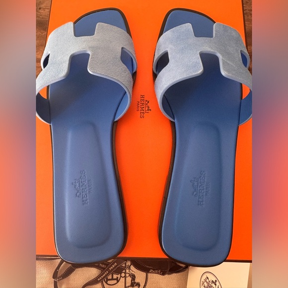 Hermes Oran Sandals Bleu Cameo - Picture 5 of 10